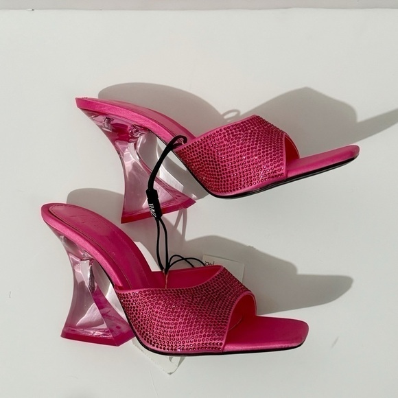 Zara Hot Pink Methacrylate Heeled Sandals NWT - Picture 5 of 8